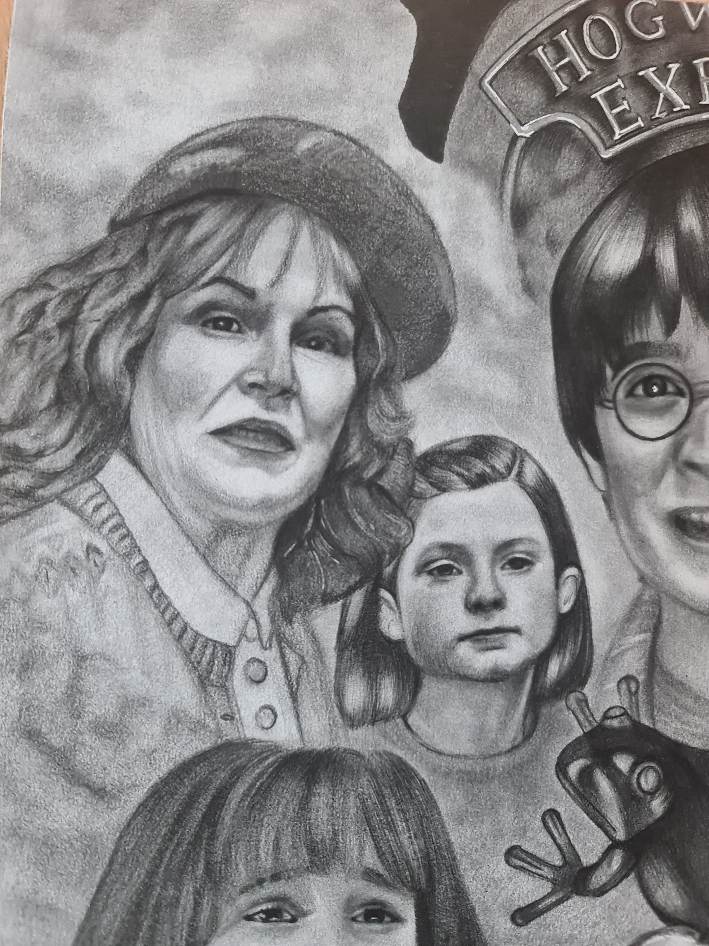 Harry Potter art print featuring Harry, Ron, and Hermione's first meeting on the Hogwarts Express